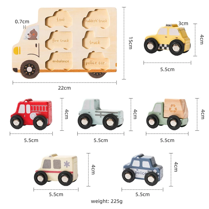 AS96-Car Kids Montessori 3D الخشب لغز مطابقة التعلم المبكر التعليمية التنسيق بين اليد والعين الأطفال هدية