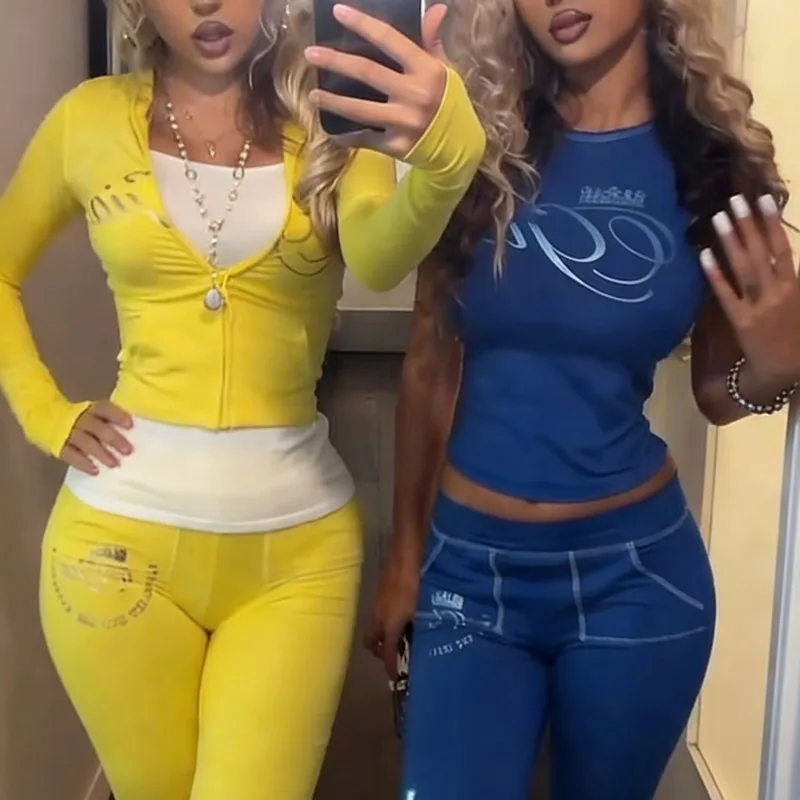 

New Letter Print Printed Letter Top And Pants Set For Women Spring Summer Fashion Slim-Fit Multi Style Commuting Sportswear Set