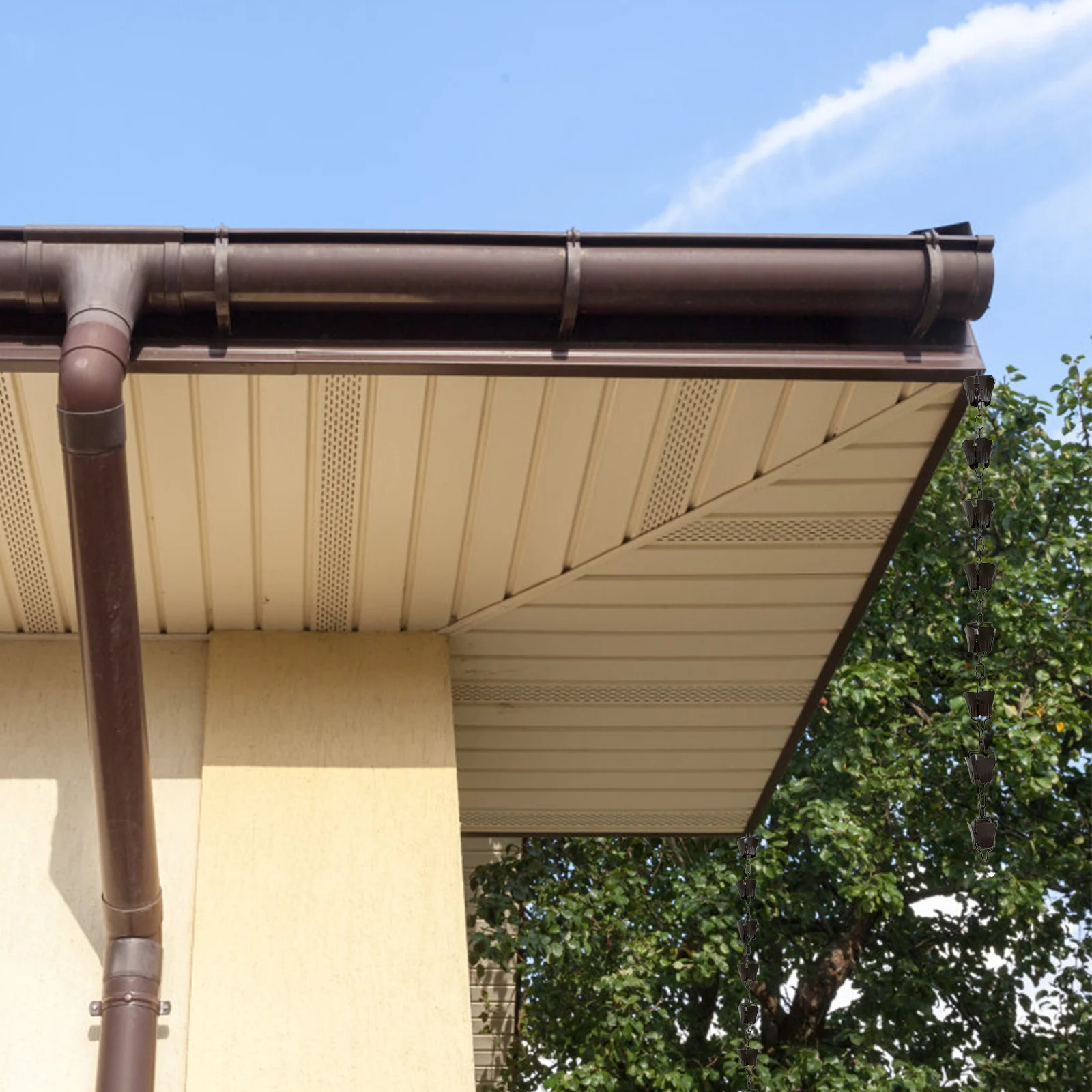 

1m Chain Flower Petal Design Decorative Quiet Sound Gutter Downspout Replacement Rain Chain Decorative Chimes Cups