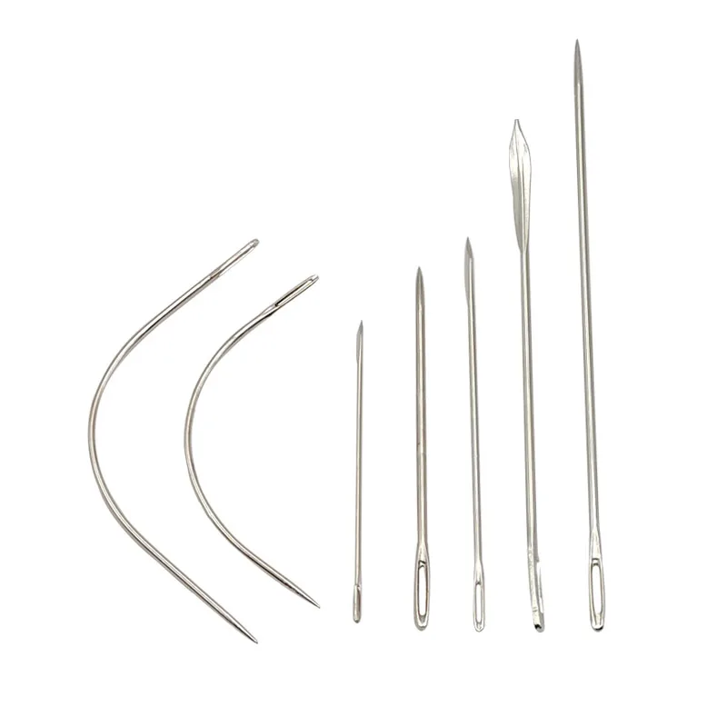 7PCS Sewing Needle Upholstery Carpet Leather Canvas Repair Curved DIY Leather Hand Sewing Stainless Steel Pin Stitch Needle Kit