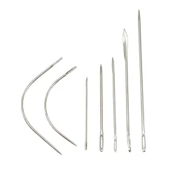 Aço inoxidável Kit agulha de costura, agulha curvada para estofos Tapete couro Canvas Repair, DIY costura à mão, Pin Stitch Kit, 7pcs