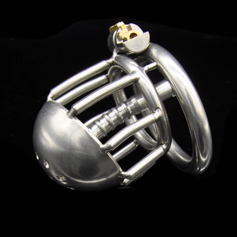 CHASTE BIRD New Stainless Steel Metal Male Belt Chastity Device With Urethral Tube Small Cock Cage Penis Ring Sex Toy BDSM A220