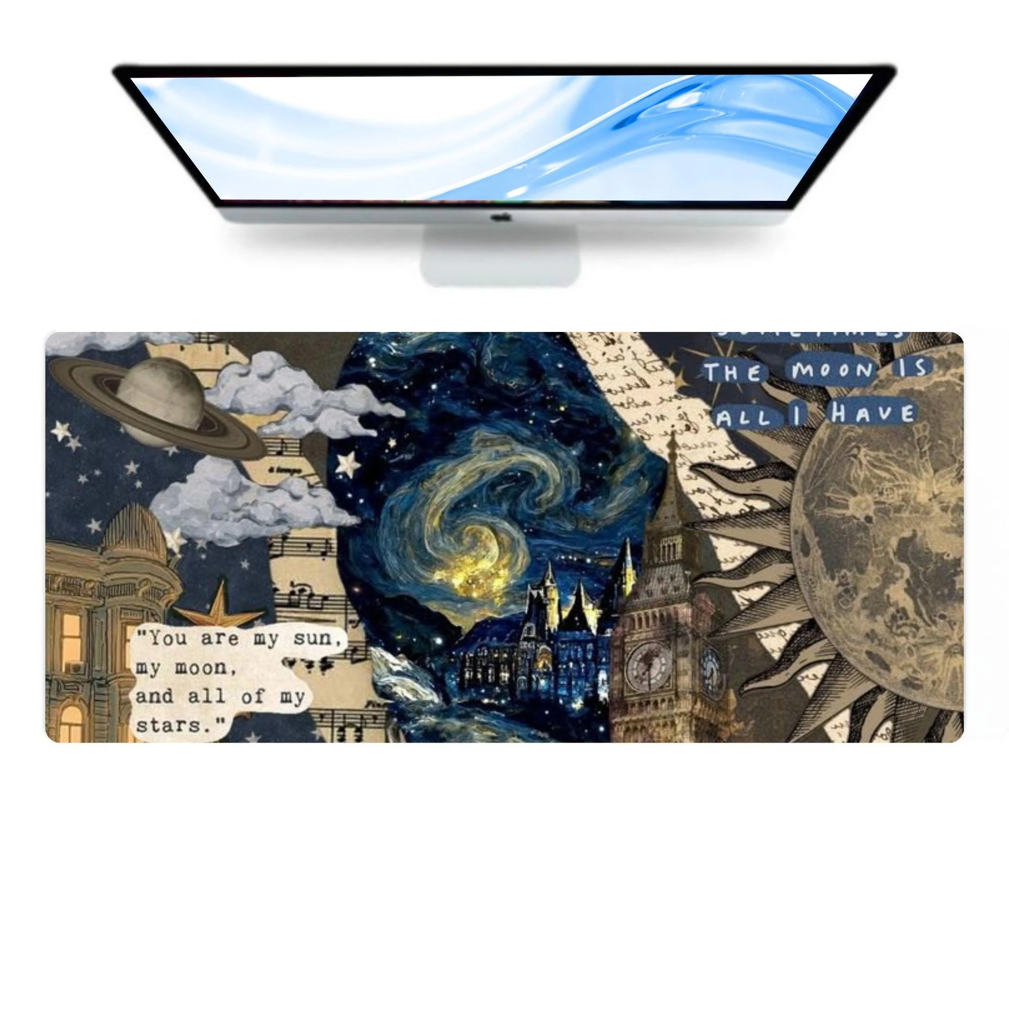 Whimsigoth Collage Mousepad Mouse Office Mouse Pad Desk Mats Deskpad Decor Laptop Accessories Non Slip Gaming Playmat Carpet