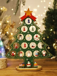 5-layer Hand Wooden Christmas Tree Ornament With Bells Festive Green Tabletop Holiday Decor Table Centerpiece Christmas Supplies