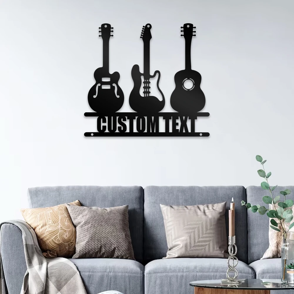 

1pc Guitar instrument Custom Text Metal Wall Signs Metal Wall Plaque For Kids Rooms Decoration