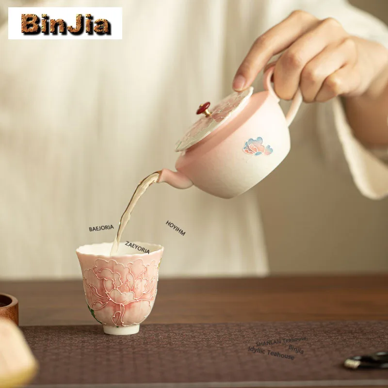 50ml Hand-painted Peony Teacup Elegant Tea Bowl Sample Tea Cup Tea-tasting Smelling Cup Jianzhan Master Cups Chinese Tea Set