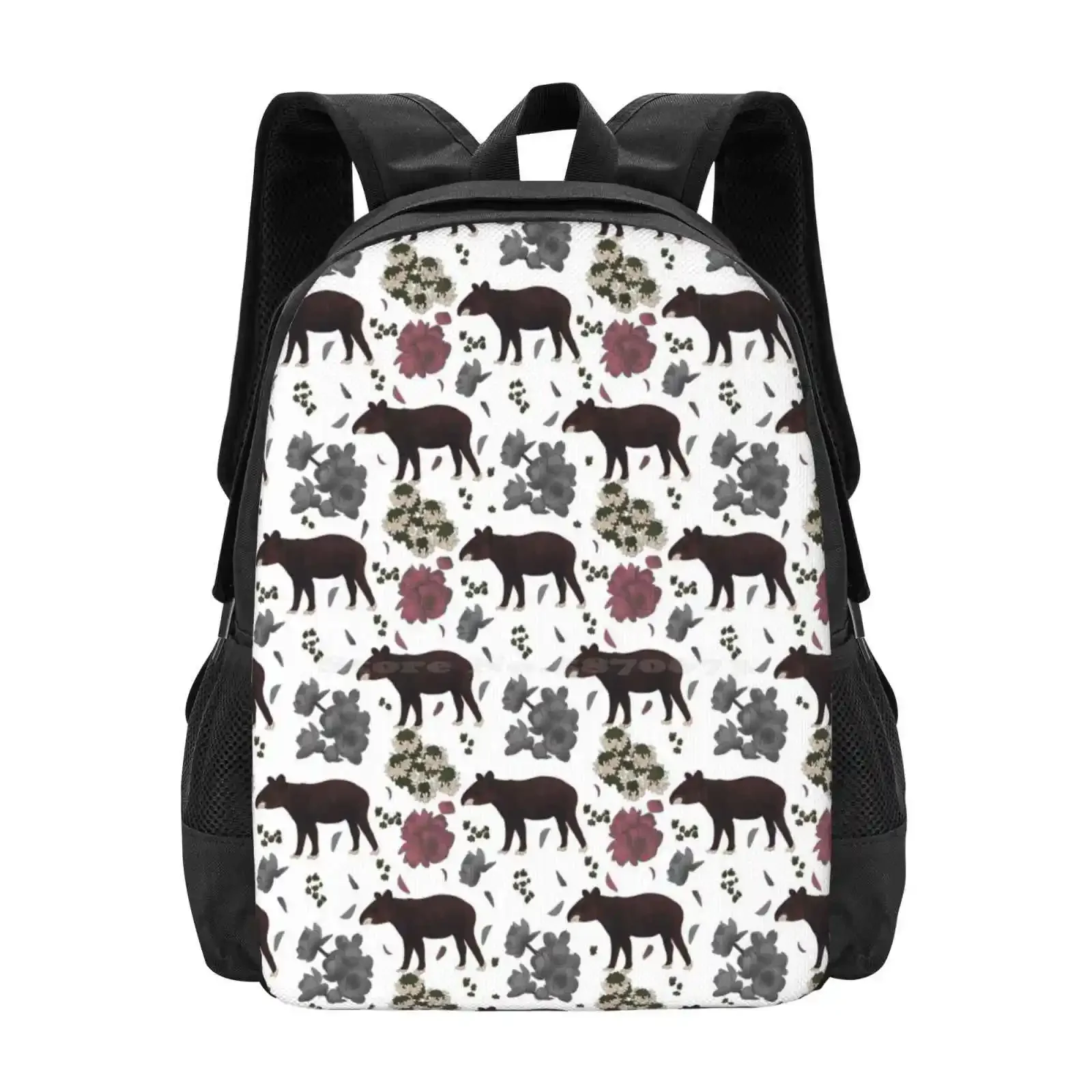 

Tapir-The Grey Mood Pattern Design Laptop Travel School Bags Mountain Tapir Wooly Tapir Pattern Animals Furry Cute Andes South