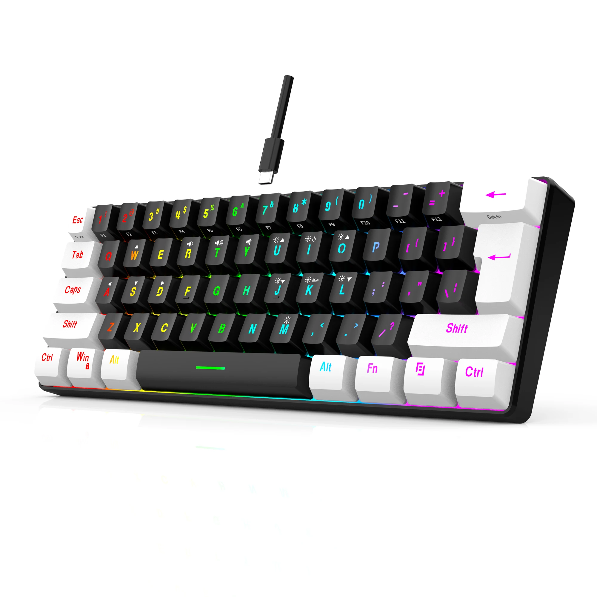 USB Keyboard Mouse Kit 61-key Wired RGB Backlight Computer Keyboard Colorful LED Lighting 3200DPI Gaming Mouse