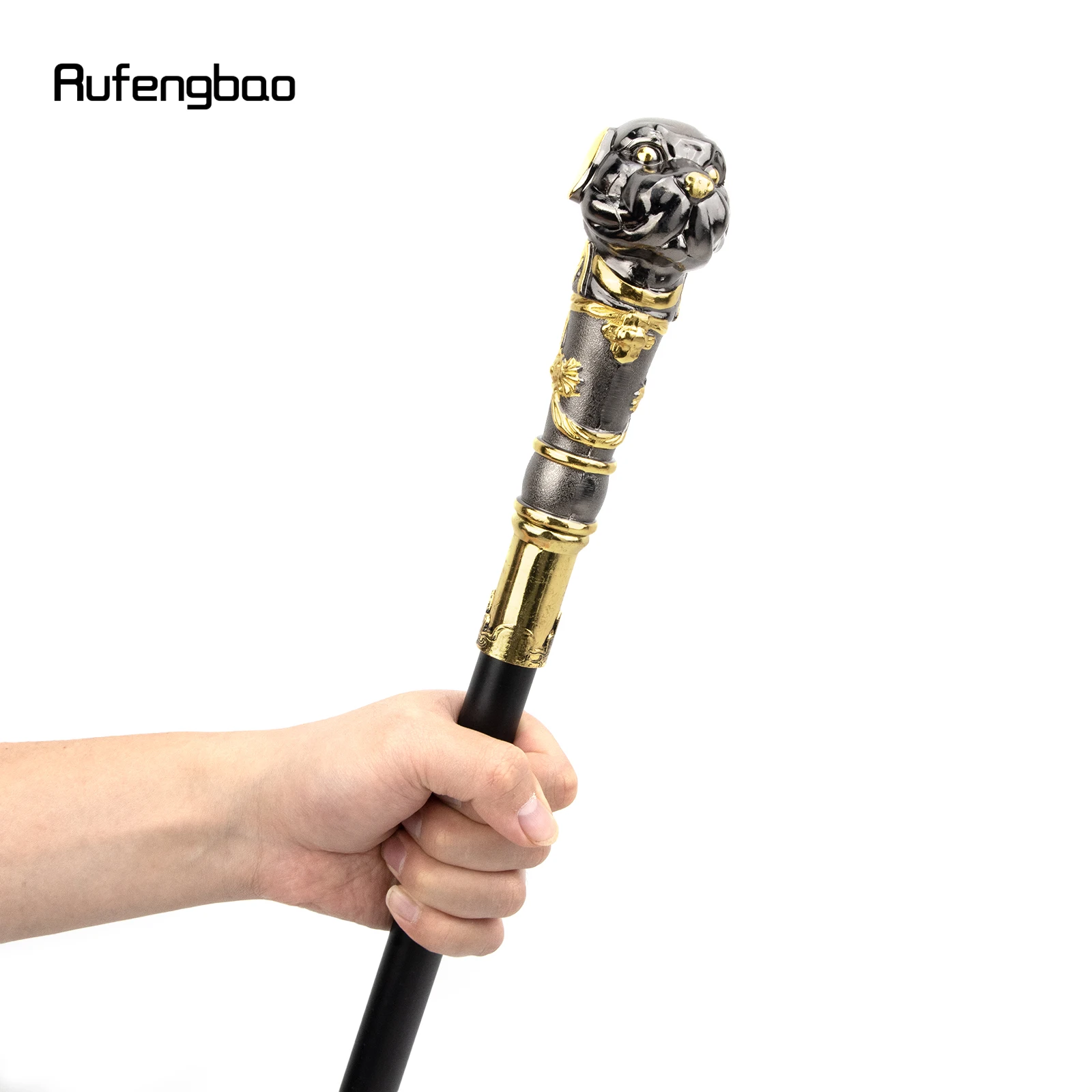 Golden Black Puppy Bulldog Dog Walking Cane Fashion Walking Stick Gentleman Luxury Crosier Knob Walking Stick 93cm