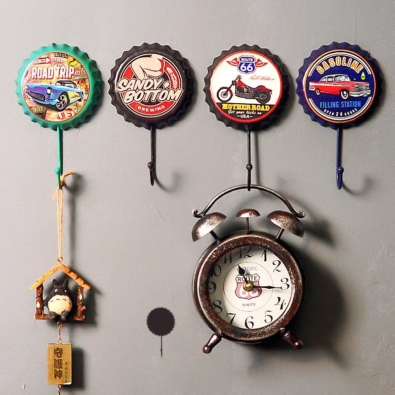 

Wall Decor Beer Cap Hook, Key Holder, Nostalgic Retro Wine Bottle Cap, Figurine Hanger, Home Restaurant, Coffee Shop Decoration