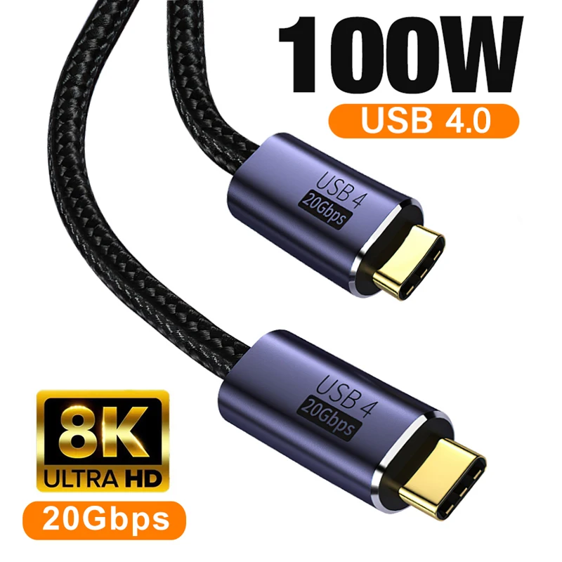 

100W PD Fast Charging Cable 5A USB 4.0 20Gbps 8K@60Hz Type C Data Cord For iPhone 15 16 17 Pro Max MacBook Samsung Xiaomi Huawei