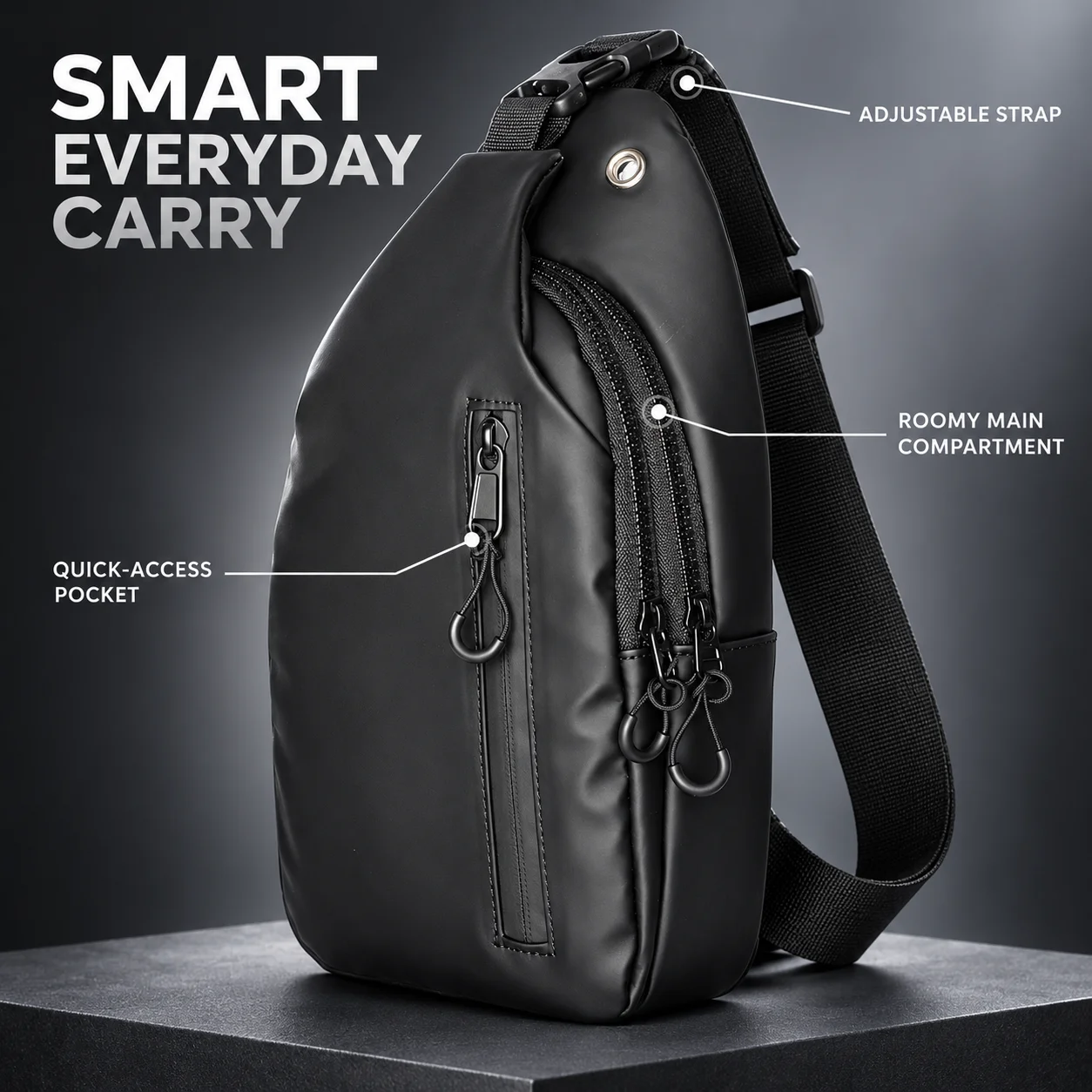 Men Sling Bag Water Resistant Crossbody Chest Pack with USB Port Lightweight Motorcycle Shoulder Bag for Travel Cycling Commute