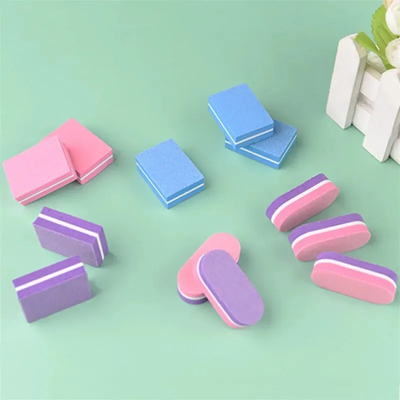 50pc Nail Rubbing Mini Sponge Polishing Small Tofu Colorful High Elastic Small Round Polishing Sponge Nail Rubbing Color Random