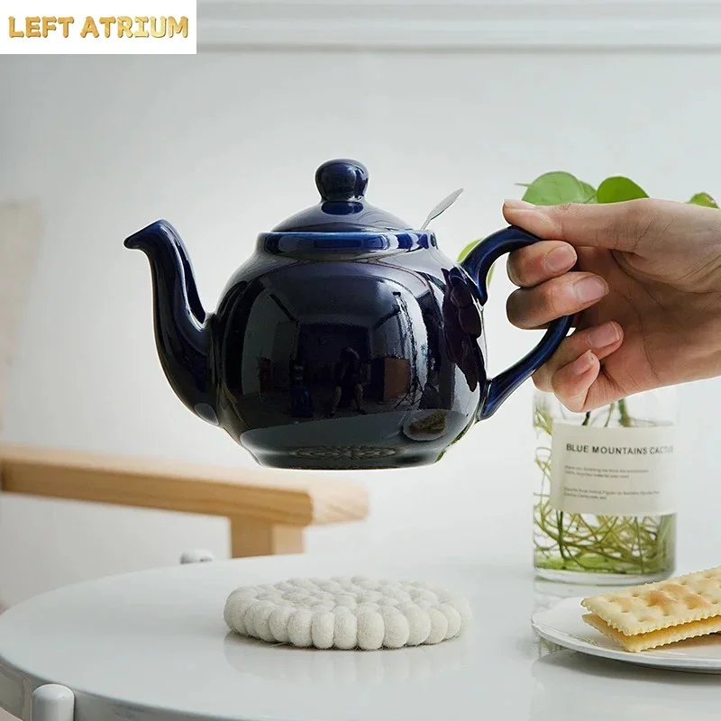 London Pottery Dark Blue Porcelain Teapot 600ML & 1200ML Ceramic Tea Pot with Tea Infuser for Brewing Loose Leaf Tea