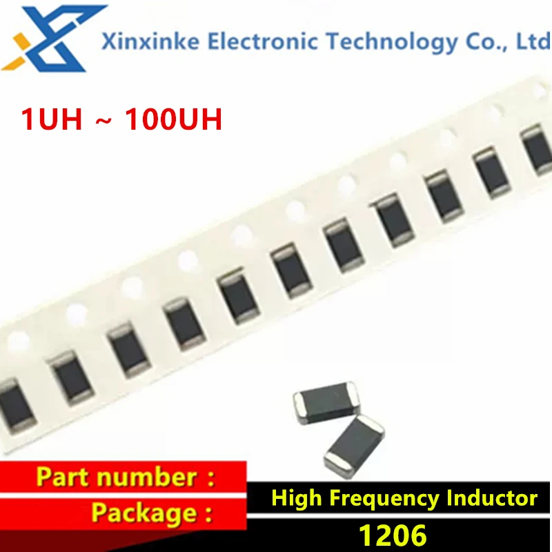 50PCS 1206 3216 SMD Fixed Inductance 1uH 2.2/4.7/6.8/10/15/22/27/33/47/68/100UH Low High Frequency Inductor 1.5UH 3.9UH 56UH