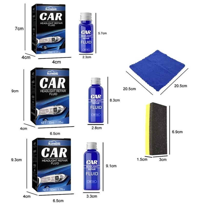 10/30/50ml Car Headlight Repair Liquid Cleaning Agent Kits Auto Headlights Polishing Anti-Scratch and Maintenance Retreading Set