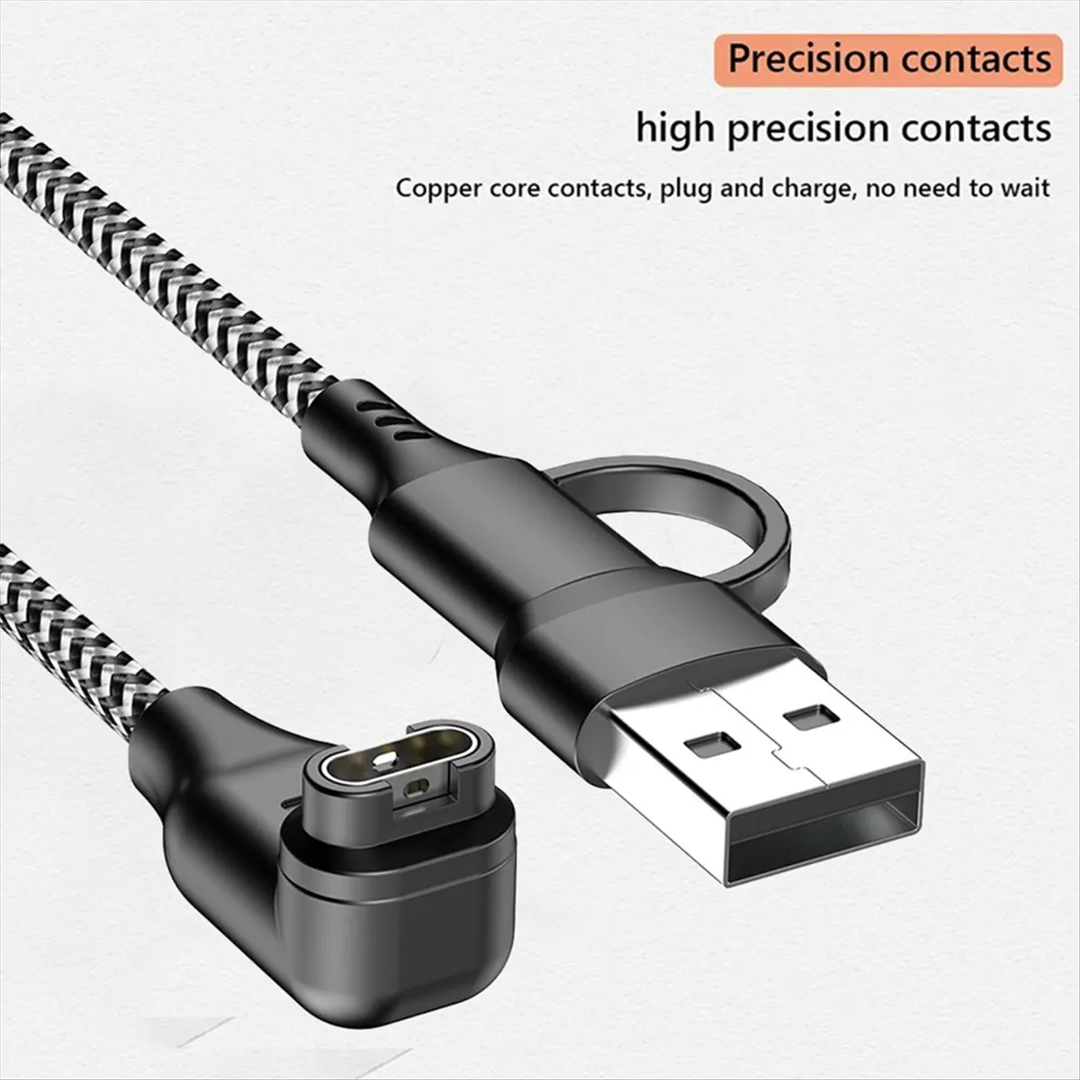 2in1 USB Type C Watch Charging Cable for 8, 7 Series, Forerunner 245, 255, 955, Venu 2 A Black & White