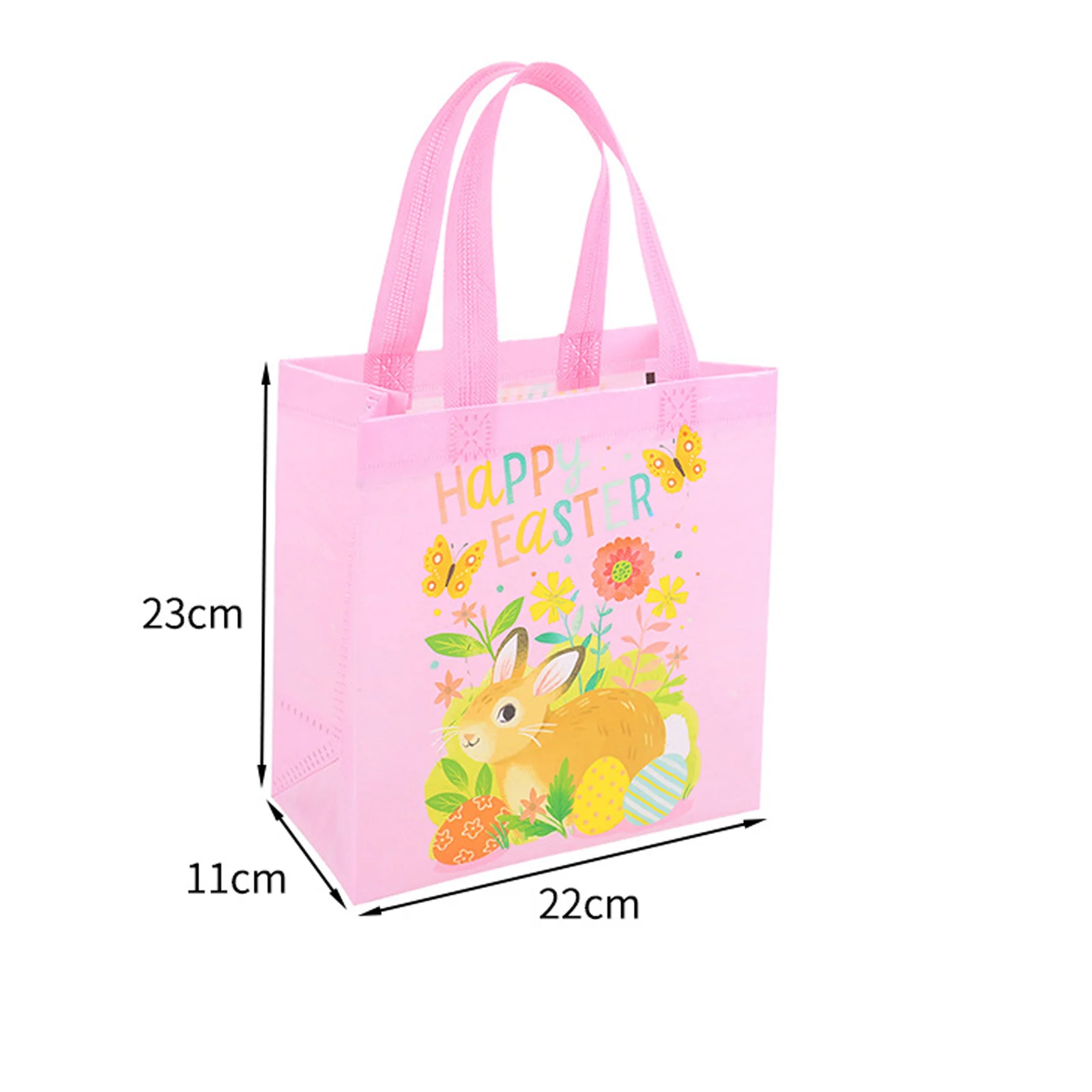 LINSBAYWU 4 Styles Easter Non Woven Gift Bags Candy Biscuits Snack Baking Package Bag Cartoon Egg Rabbit Printed Easter Tote Bag