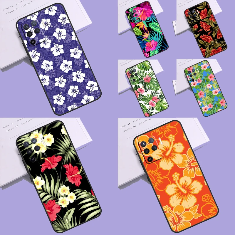 Hibiscus Flowers Floral Hybrid Case For OPPO A98 A78 A96 A76 A15 A16 A17 A77 A57 A54 S A94 A74 A53 A5 A9 A91 A93 A52 A72