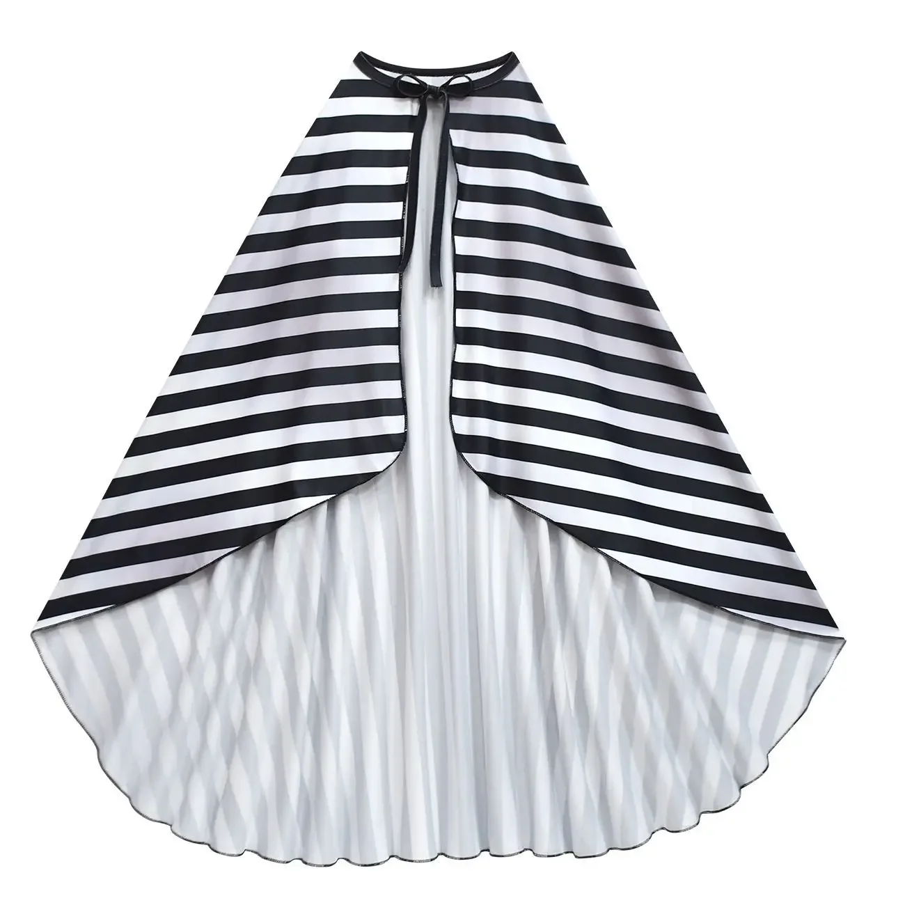 Kids Girls Black and White Stripe Horrible Monk Print Dress Bag Cloak Set Outfit Christmas Role Play Halloween Cosplay Costume