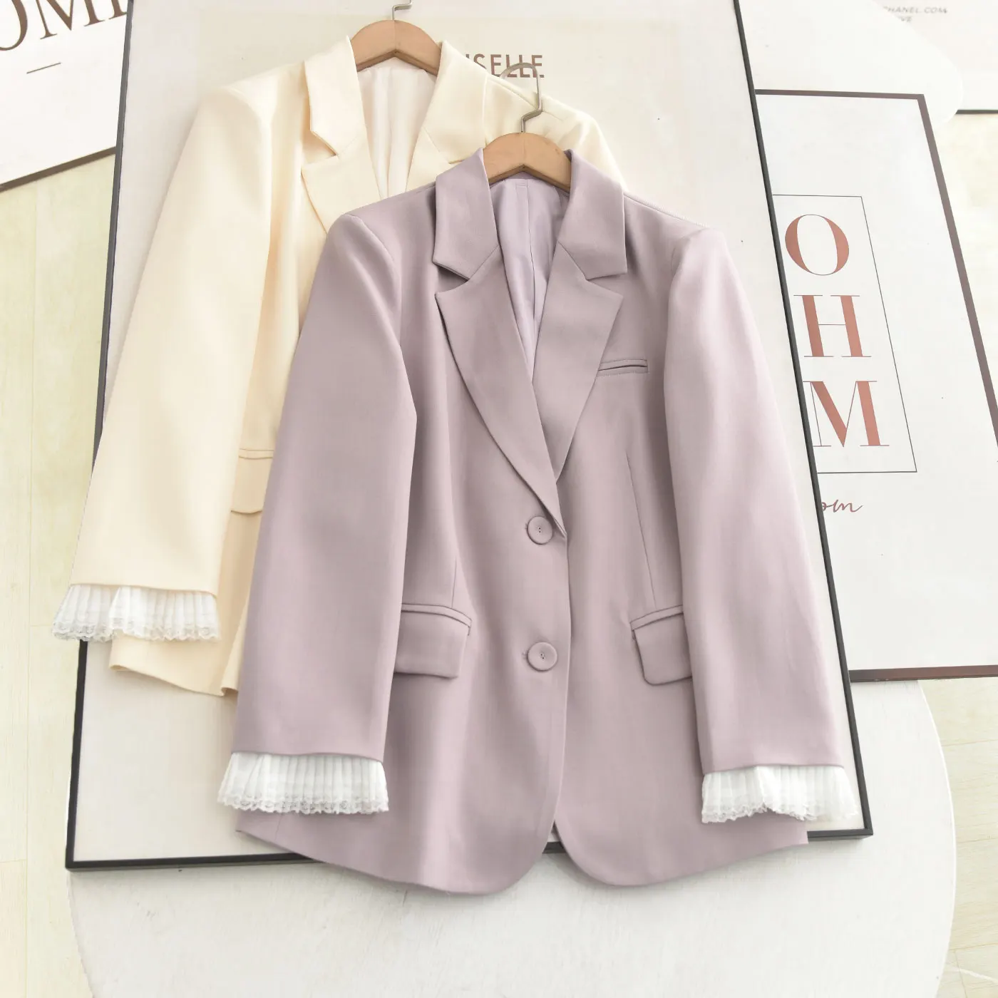 

Ele Lace Sve Cuff Suit Jaet Detachable Commuter Versatile Slimming Autumn 2026 Spring New Sle Women's ort Coat