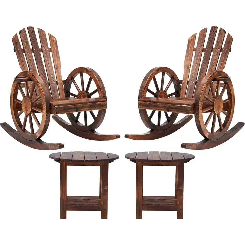 

Коричневый набор из 4 стульев-качалок для улицы с подлокотниками и небольшим столиком для патио, сада или балкона