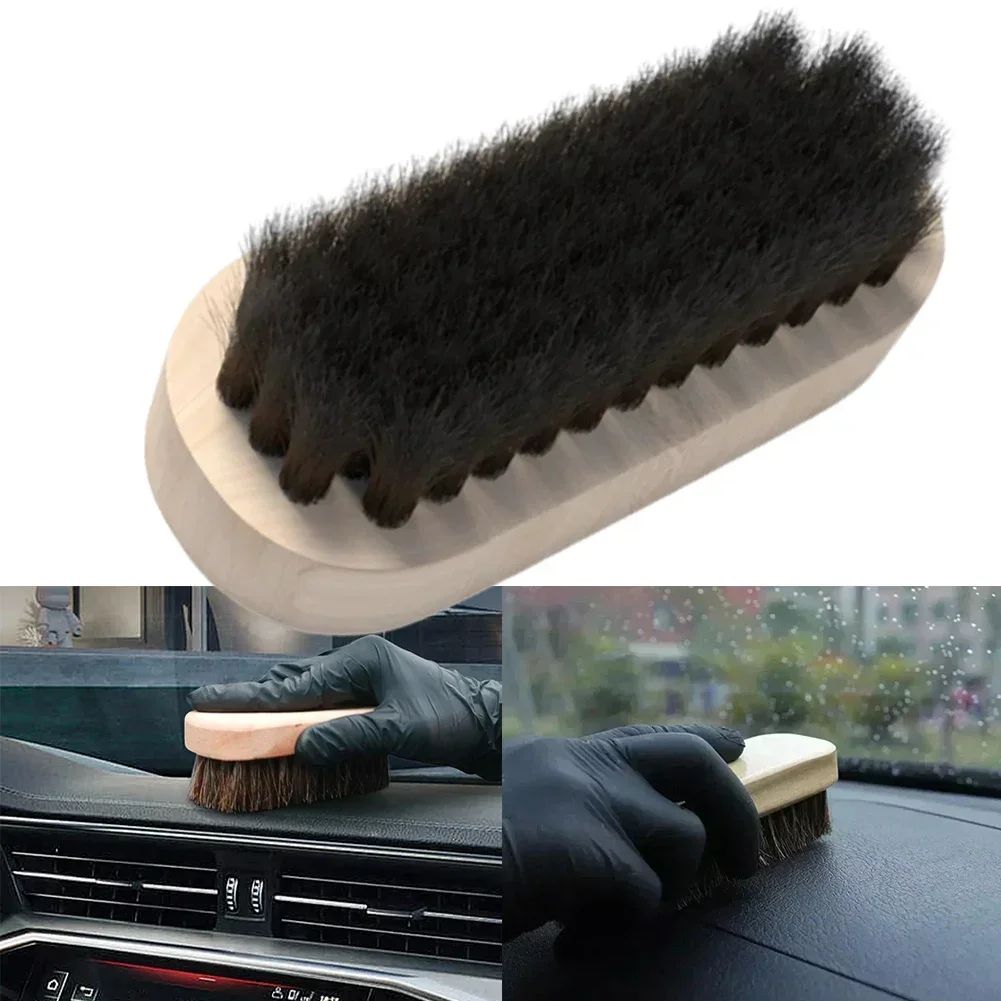 Horsehair Cleaning Brush Car Interior Furniture Detailing Brush Polishing Brush Leather Textile Auto Wash Accessories Wash Tool