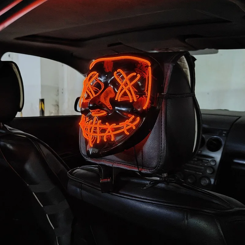 

Автомобильная светящаяся маска JDM, V-образная подвеска, индивидуальный тренд, креативная вспышка-призрак, светодиодная модификация автомобиля, интерьер