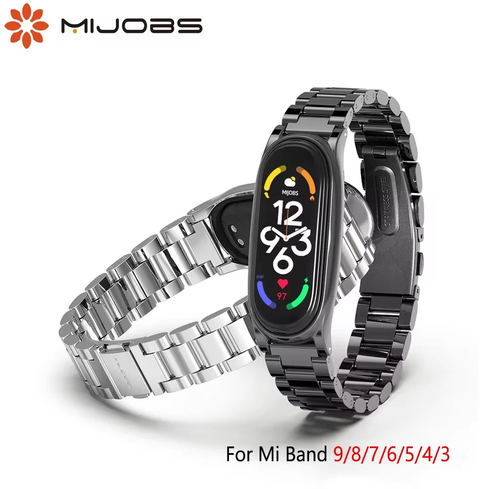 Metal Strap for Mi Band 9 8 7 6 5 4 Stainless Bracelet for Xiao mi Mi Band 9 Strap for Mi Band 8 Mi Band 7 Wristband Accessories