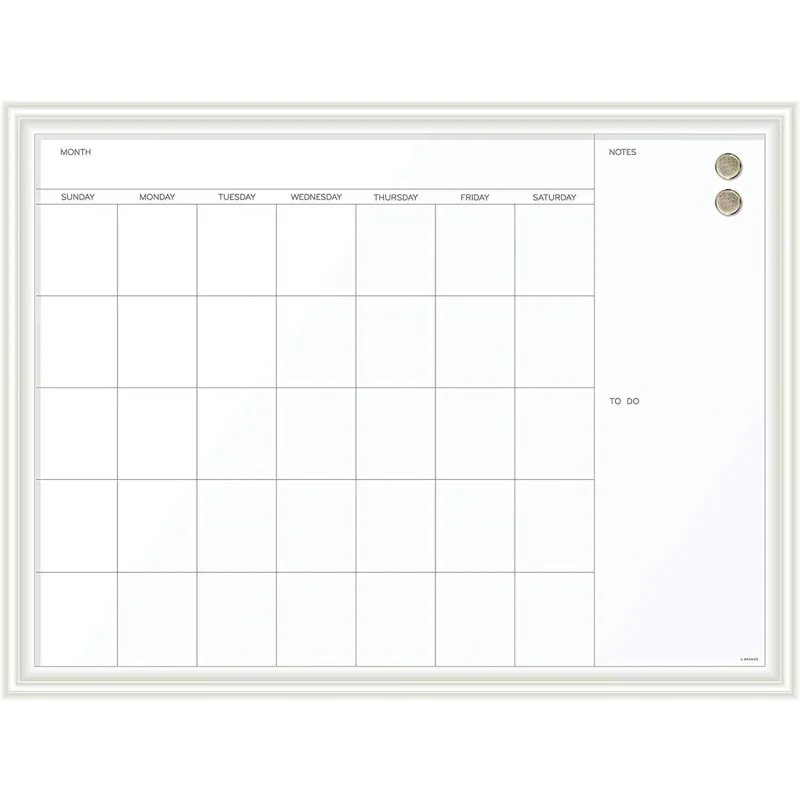 Magnetic Dry Erase Calendar Board, 30 x 40 Inches, White Wood Frame (2918U00-01)