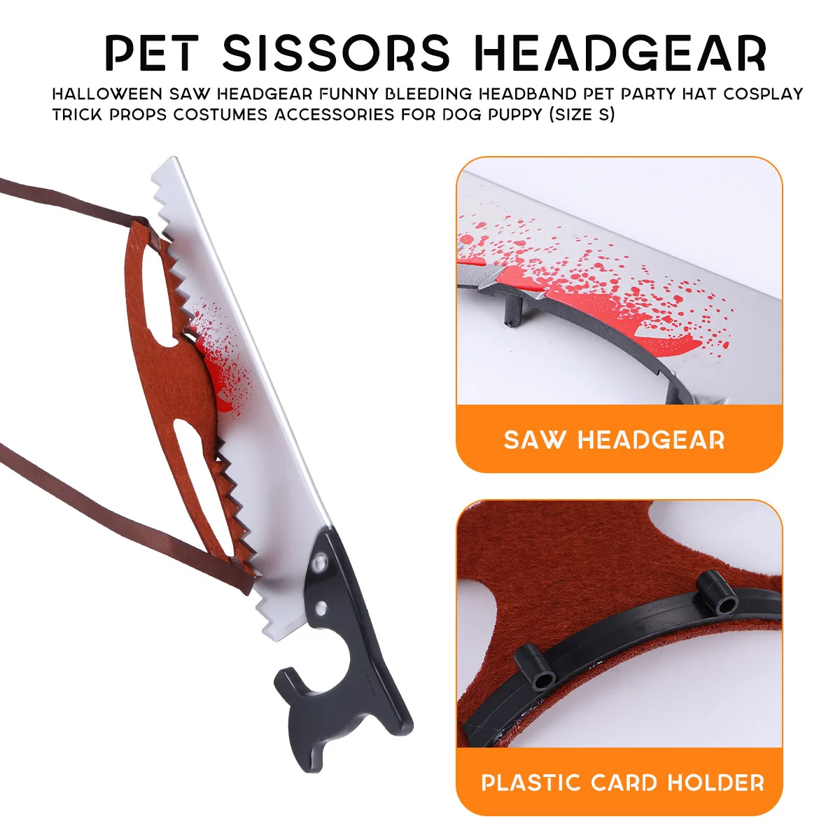 

S Size Halloween Pet Hat Cosplay Headgear Bleeding Headband Costume Accessory for Small Dog Puppy Pet Headgear