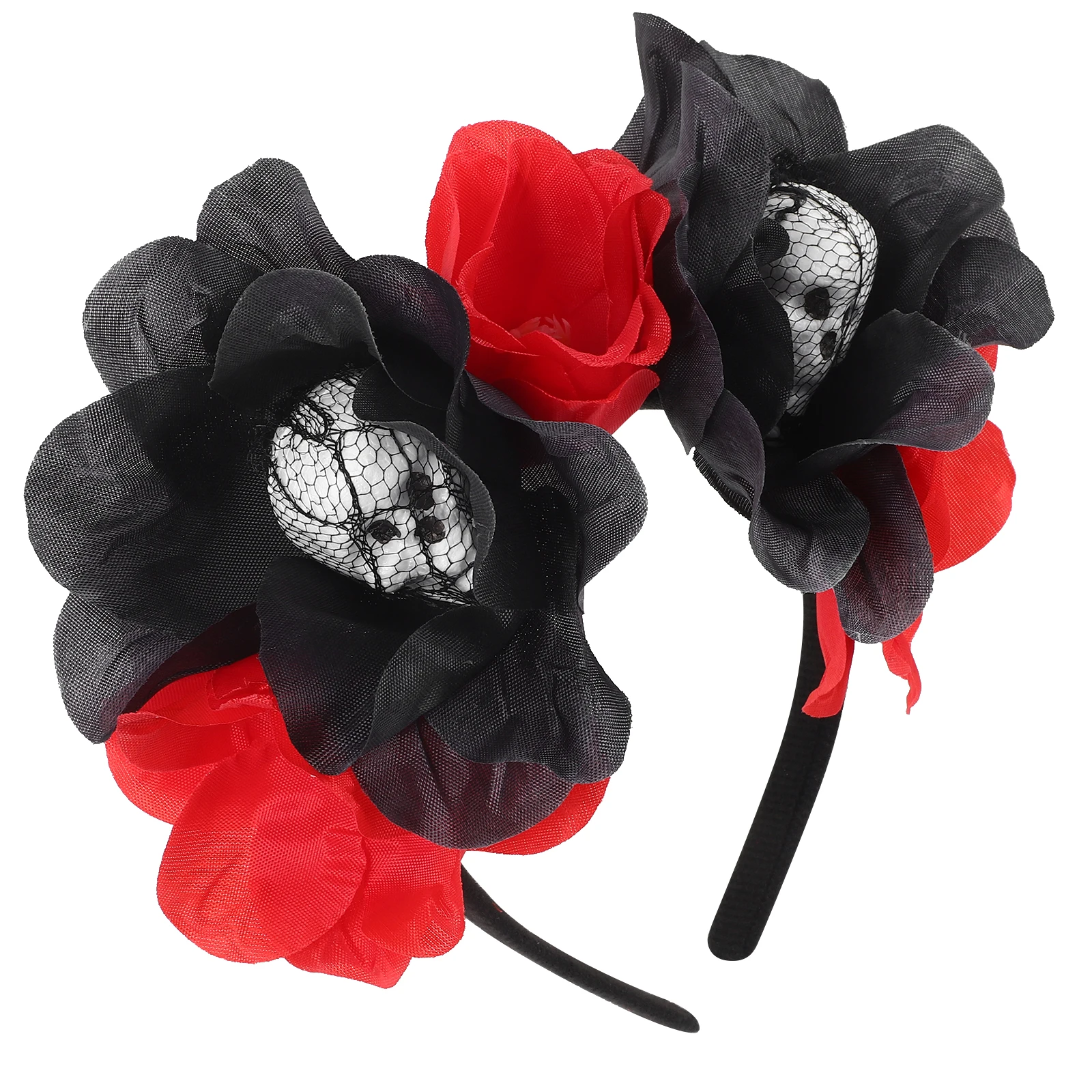 

Skull Headband Halloween Prop Party Flower Headpiece Crown Hair Bands Headwear Women's Simulated Rose Headgear The Flowers for