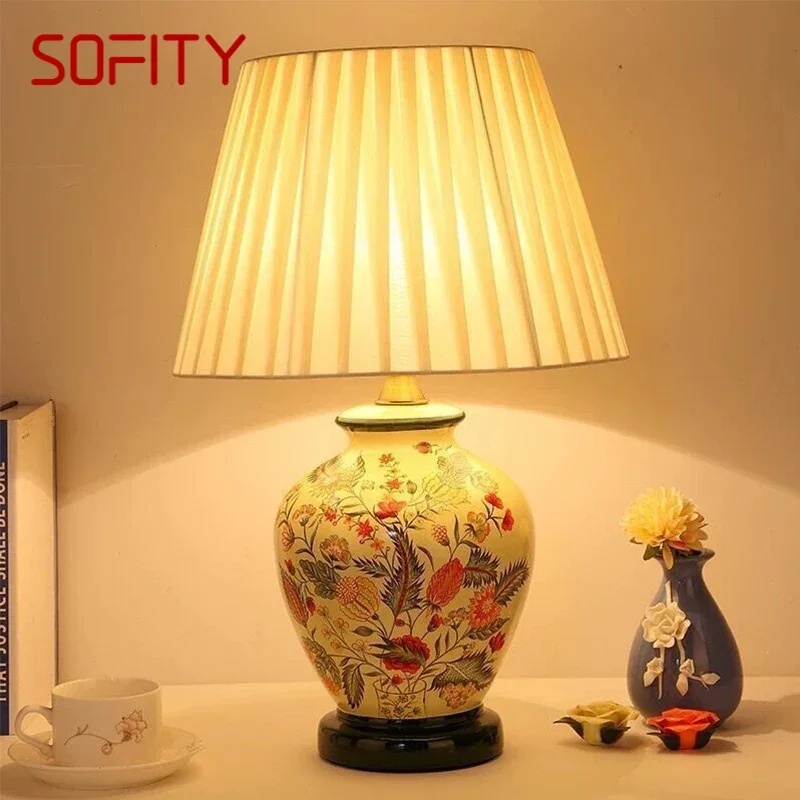 SOFITY Contemporary ceramics Table Lamp American style Living Room Bedroom  Bedside Desk Light Hotel engineering Decorative