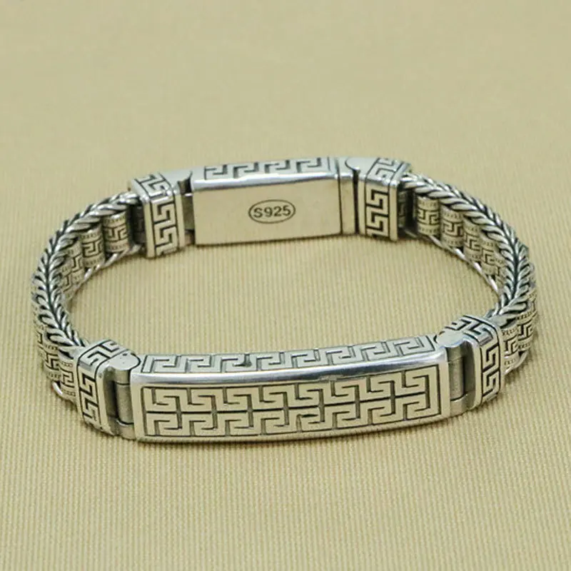 

Original design Han style Hui character pattern Lutong bracelet sterling silver men and women trendsetters personality niche Tha