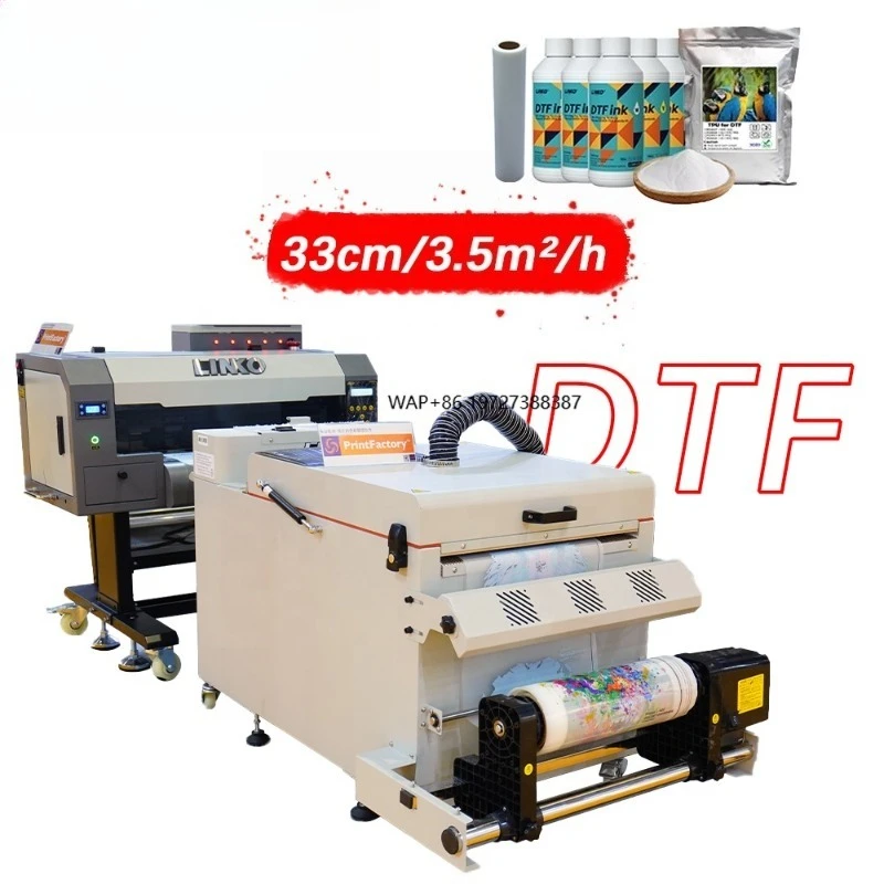 A3 Desktop Roll Inkjet Printer Dual I1600 Print Head 2024 DTF Machine for CMYK Cotton T-shirt Printing