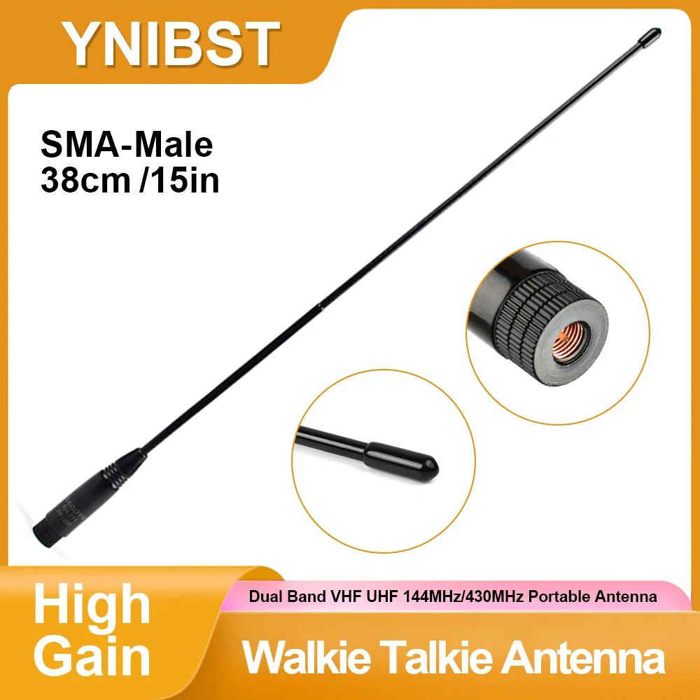 2m 70cm SMA Male Antenna,15in VHF UHF Dual Band Walkie Talkie Portable Antenna for 136-174/400-470Mhz Two Way Radio VX-6R VX-7R