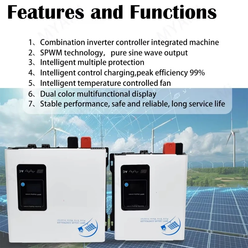 2300W 60A 12V 24V 48V Inverter di potenza a onda sinusoidale pura da CC a CA 110V 220V Con inverter solare con sistema di carica della batteria MPPT