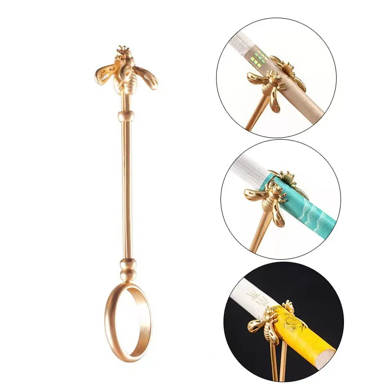 

Retro Style Smoke Holder Ring Metal Bee Smoking Ring Adjustable Fine Smoke Holder Ring for Men and Women Cigarette Accessories
