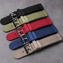 Army green canvas nylon strap for men Seiko 5 18mm Black red blue Green Water Ghost cocktail can20mm 22mm 24mm