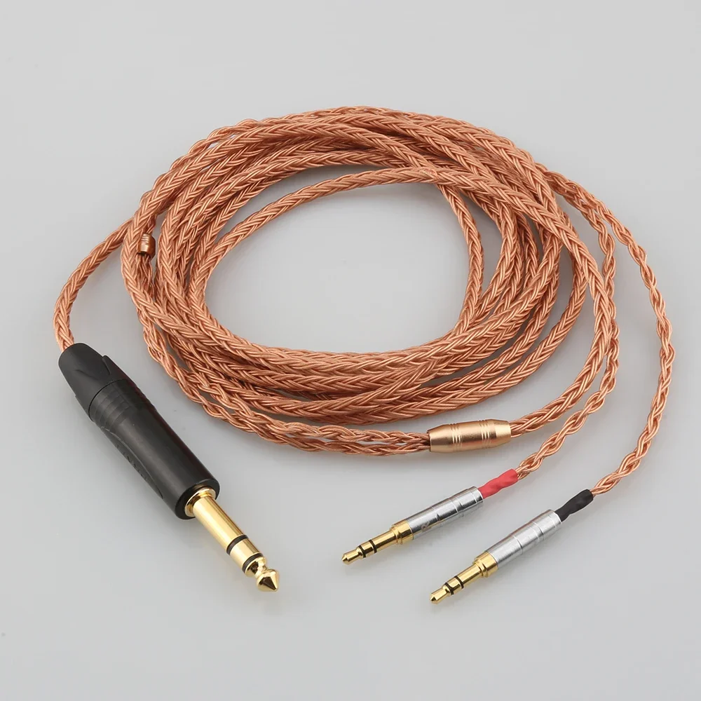 

High Quality 6.35mm Plug 16 Core 99% 7N OCC Earphone Cable For Denon AH-D7200 AH-D5200 AH-D9200 3.5mm Headphone pin LN006748