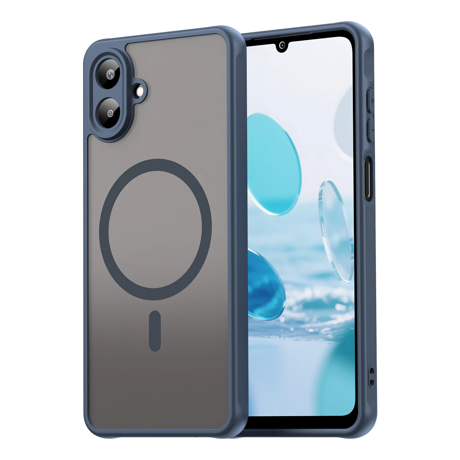 Translucent Frosted Shield Phone Case For Samsung Galaxy A08 4G Magnetic Wireless Charging TPU Frame Plastic Shockproof Cover