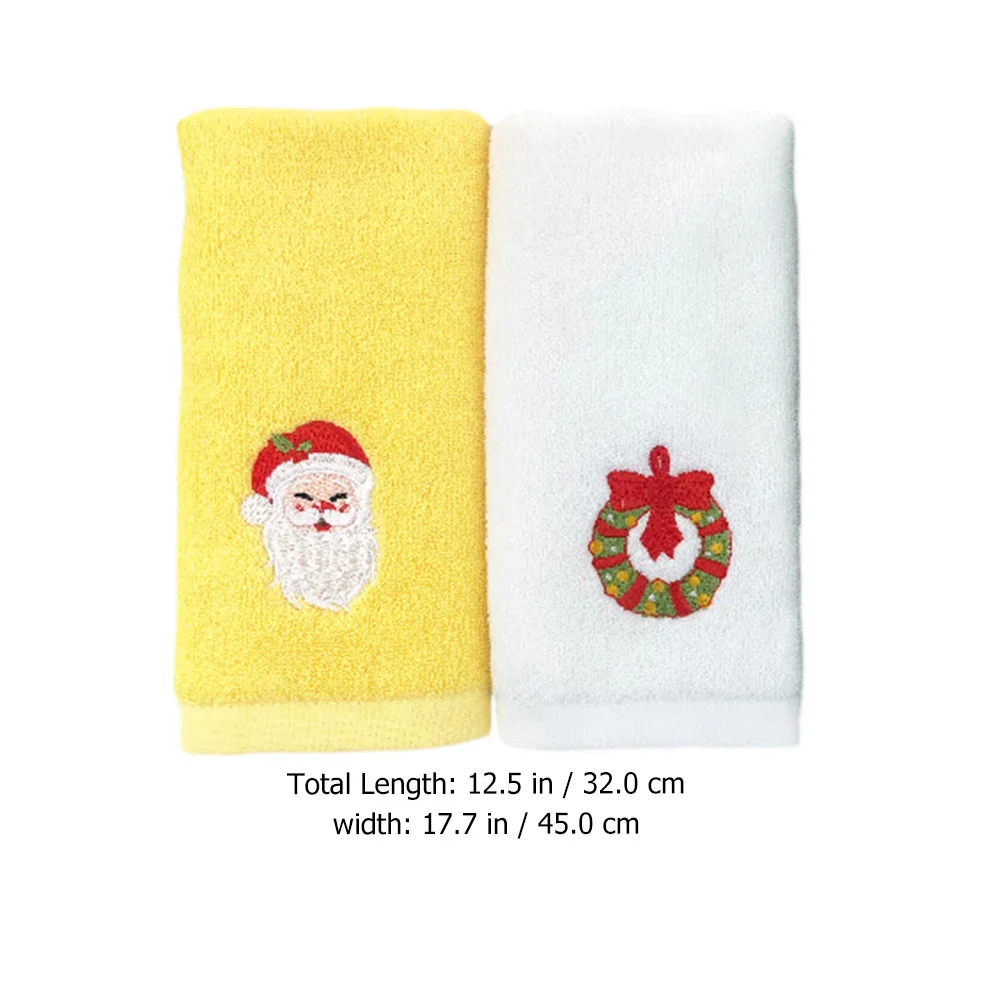 2 قطعة عيد الميلاد الكرتون القطن مناشف الوجه التطريز لينة ماصة عيد الميلاد نمط المناشف هدية عيد الميلاد تنظيف الملابس المنزلية #1