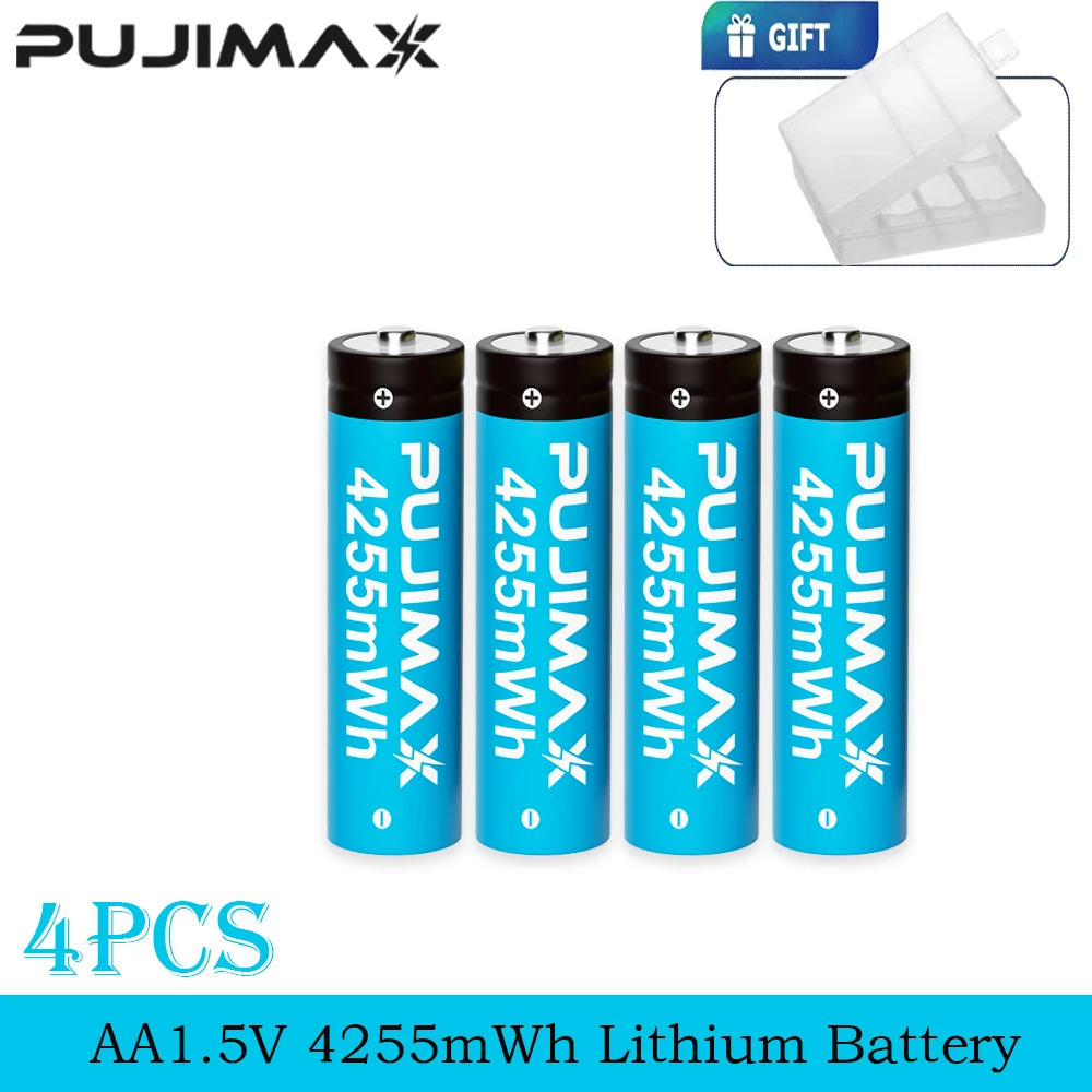 PUJIMAX Wiederaufladbare Lithium-Batterien AA 4255mWh/AAA 1100mWh Hochleistungs-Akkus 1,5V Batterien für Uhren, Mäuse und Fernbedienungen