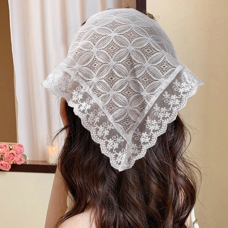 Sheer Sunproof Bandana Hot Girl Flower Pattern Adjustable Lace  Headband