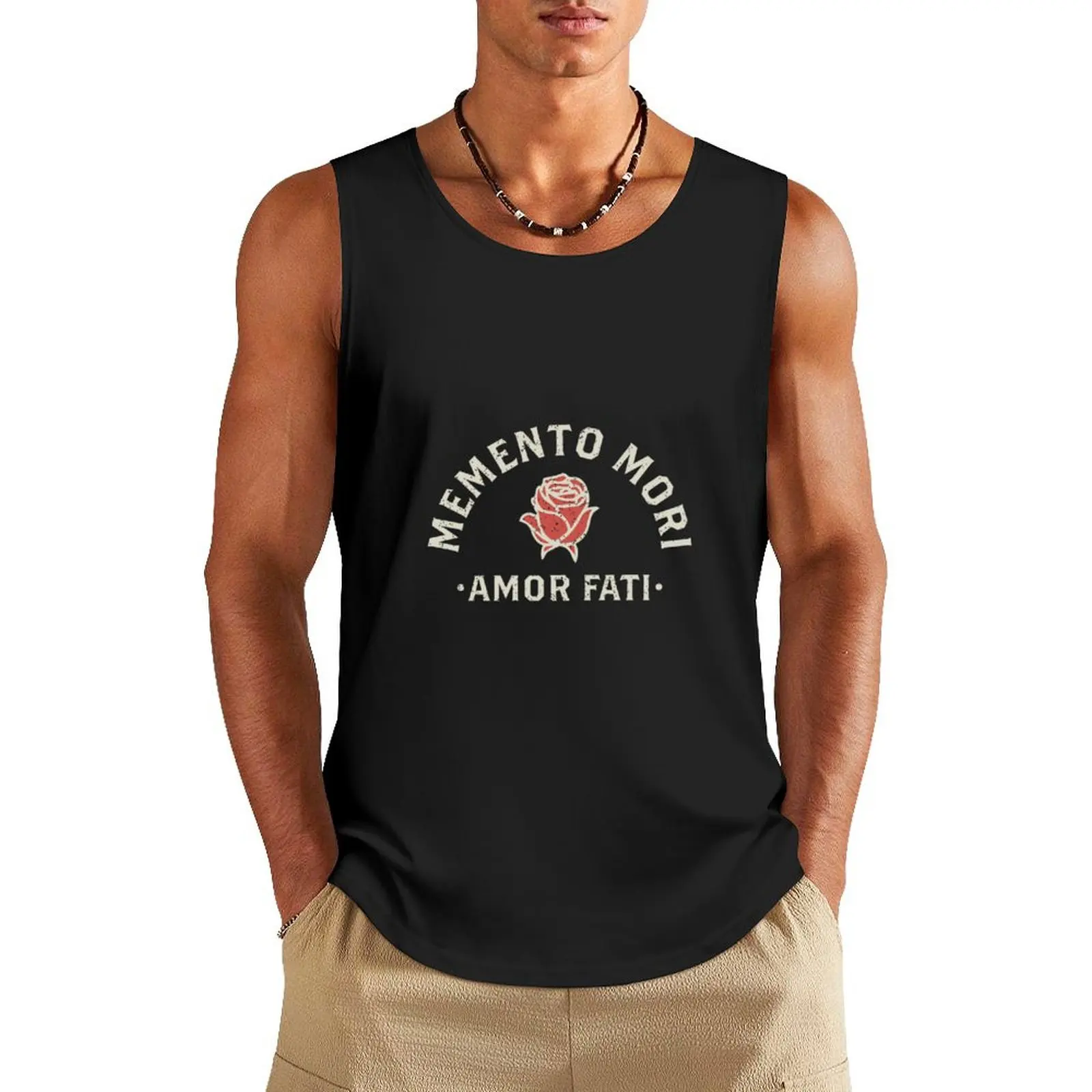 Stoicism Quote Amor Fati Memento Mori Rose Graphic Tank Top sports t-shirts for men Men gym sportswear