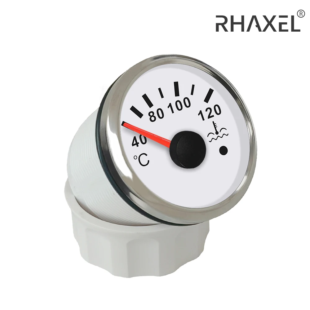 RHAXEL 52mm Water Temperature Gauge with Alarm Red Backlight 12Volt 24Volt for Auto RV VAN Yachts Universal