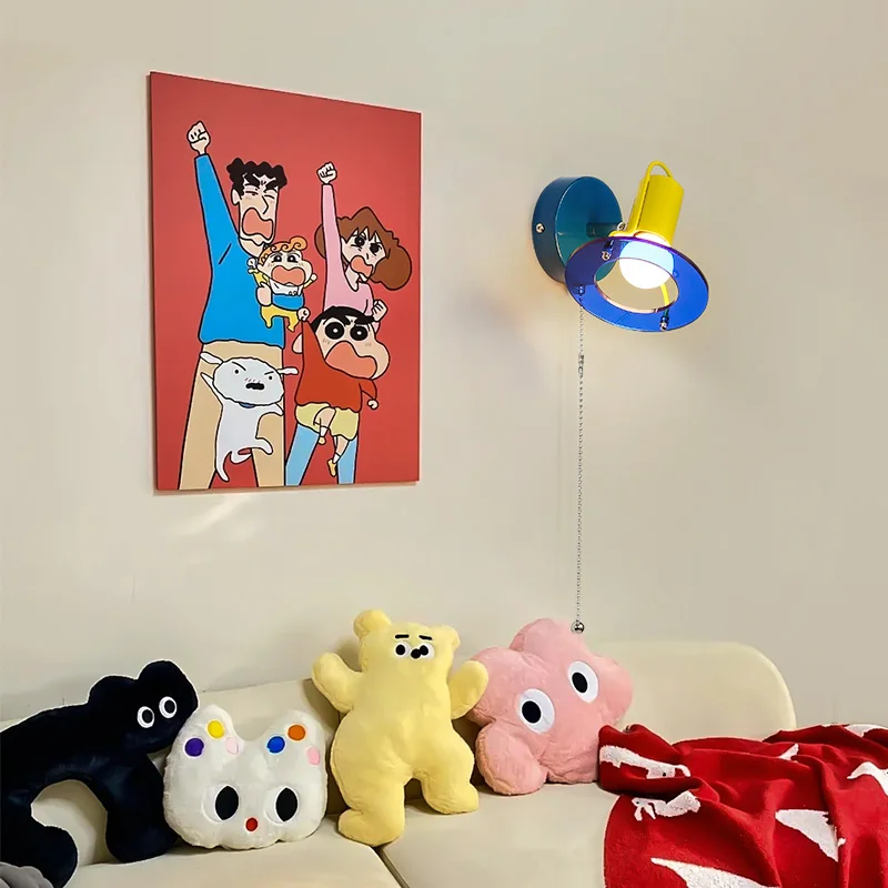 Blue Red Wall Lights Memphis Design Living Room Wall Lamps Acrylic Sconce Colorful Decorative Bedroom Bedside Light for Study