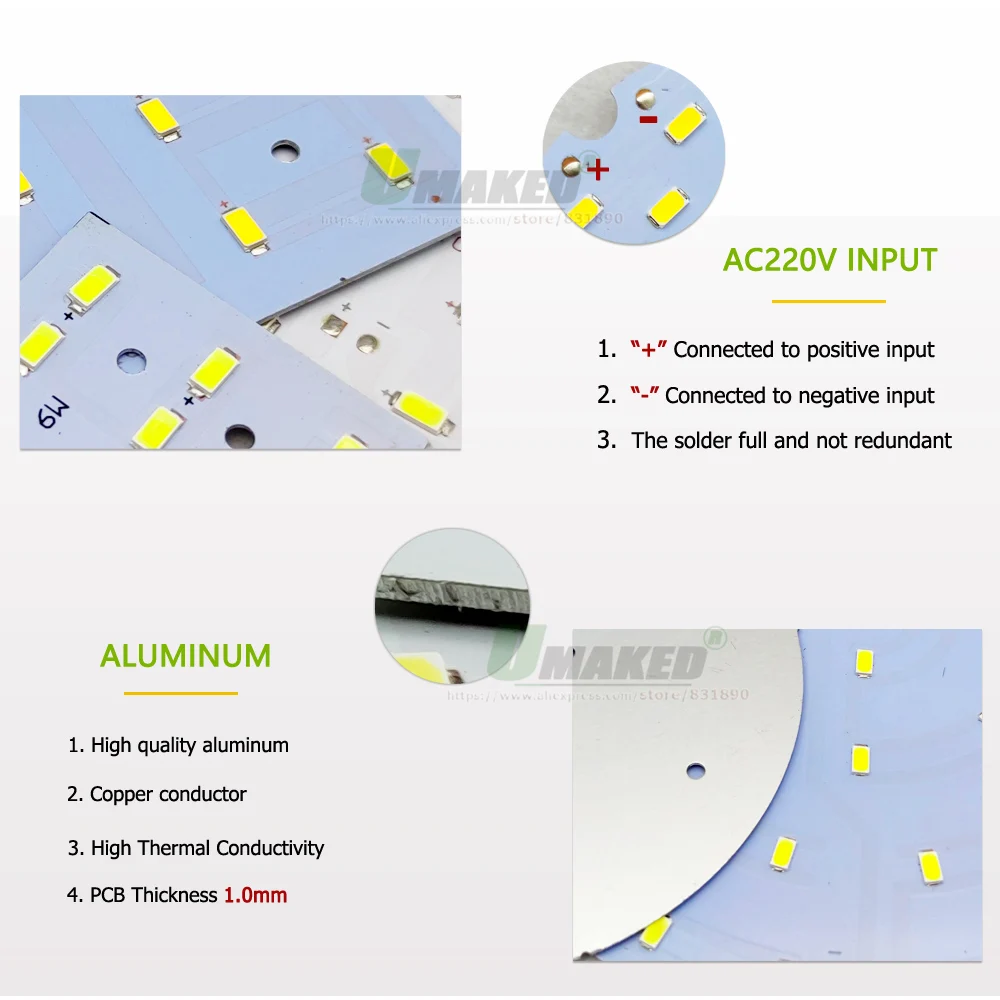 1Pcs LED PCB 6W 12W 18W LED Downlight Aluminum Plate Lighting Heatsink SMD5730 110lm/W Square Light Source For Panel Lamps