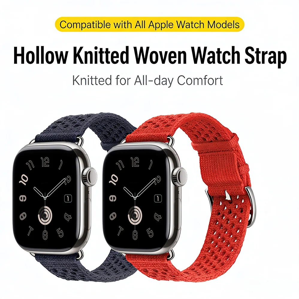 Nueva Correa de Tricot Individual Azul Jean Beige de Weimar 2026 para Apple Watch Ultra3 11 9 8 7 6, Correa de 46mm 49mm 45mm 42mm