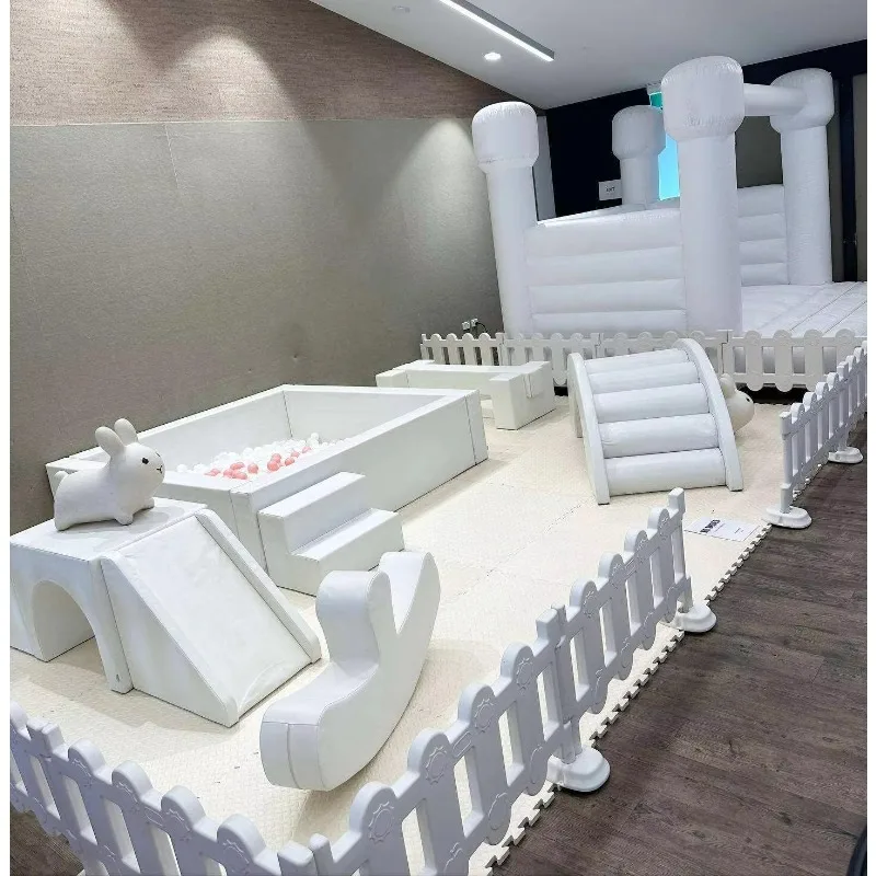 

Non-Toxic Safety Baby Party Rental Soft Play Equipment Set Indoor Outdoor Playground Pure White Kids Soft Play
